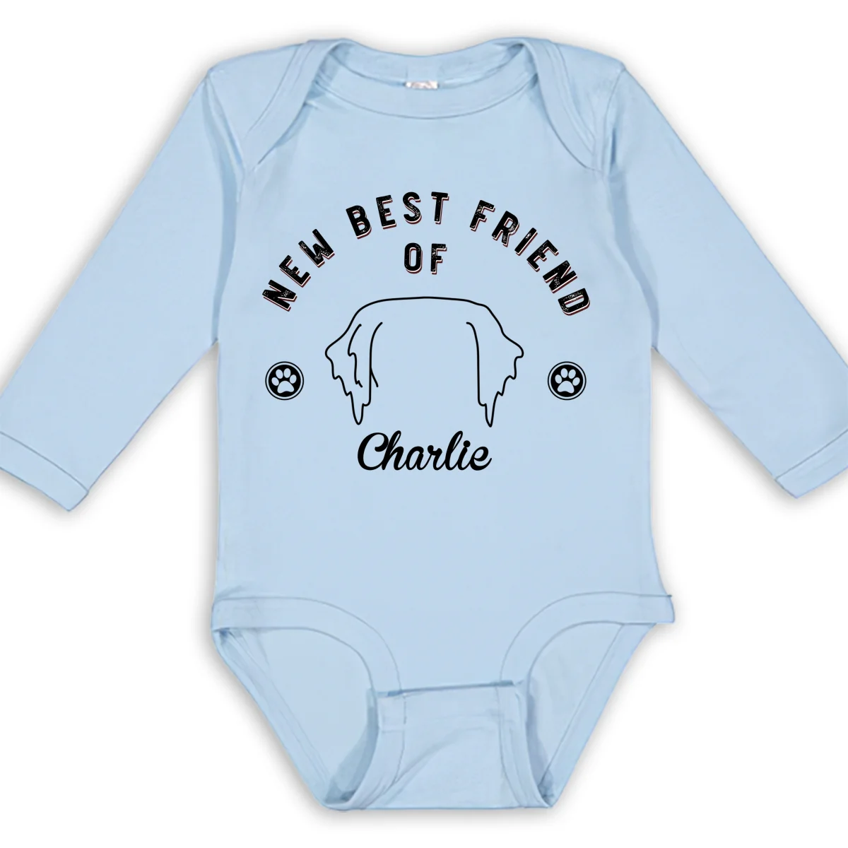 Line Dog And Babies - Personalized Custom Long Sleeve Baby Onesie - Image 8