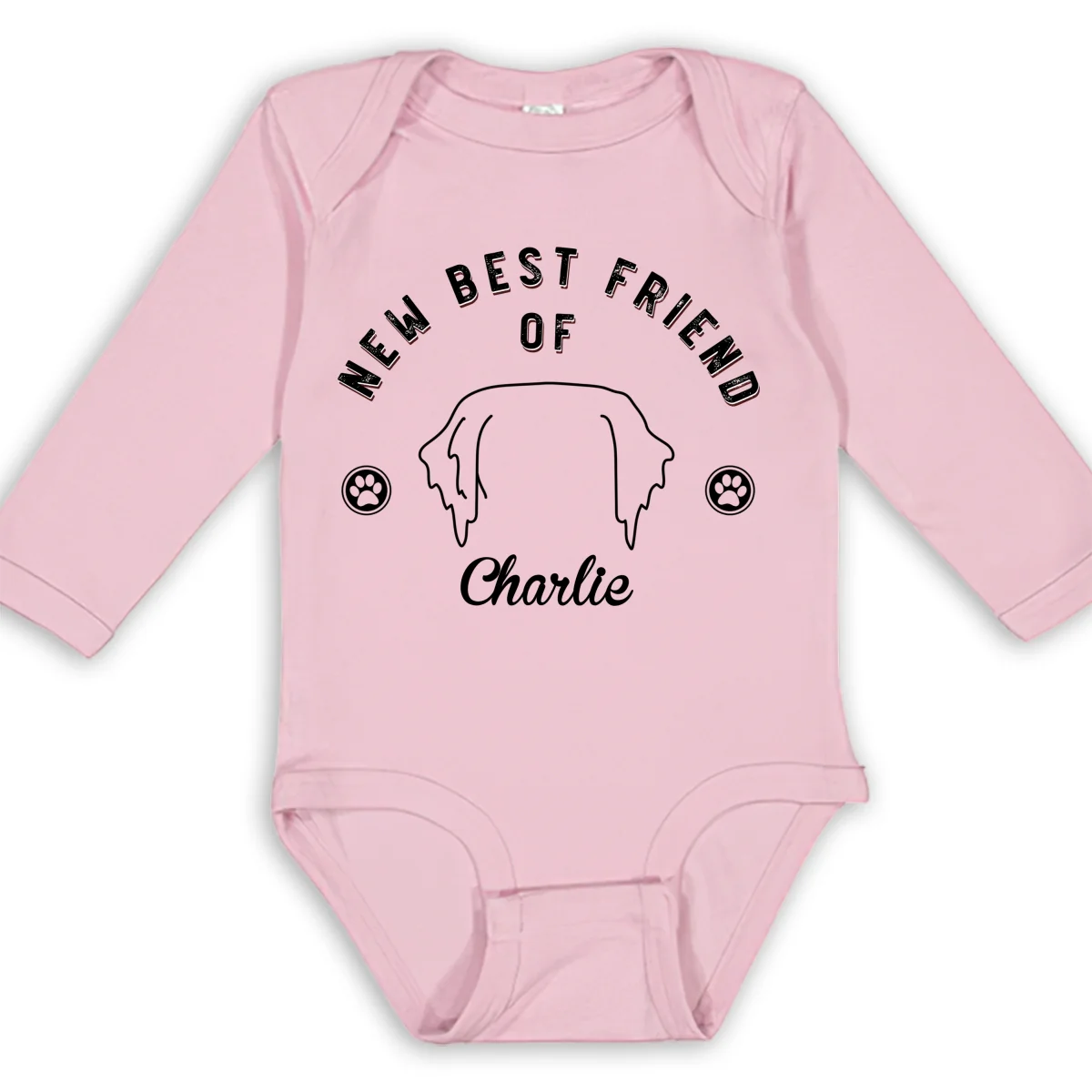 Line Dog And Babies - Personalized Custom Long Sleeve Baby Onesie - Image 9