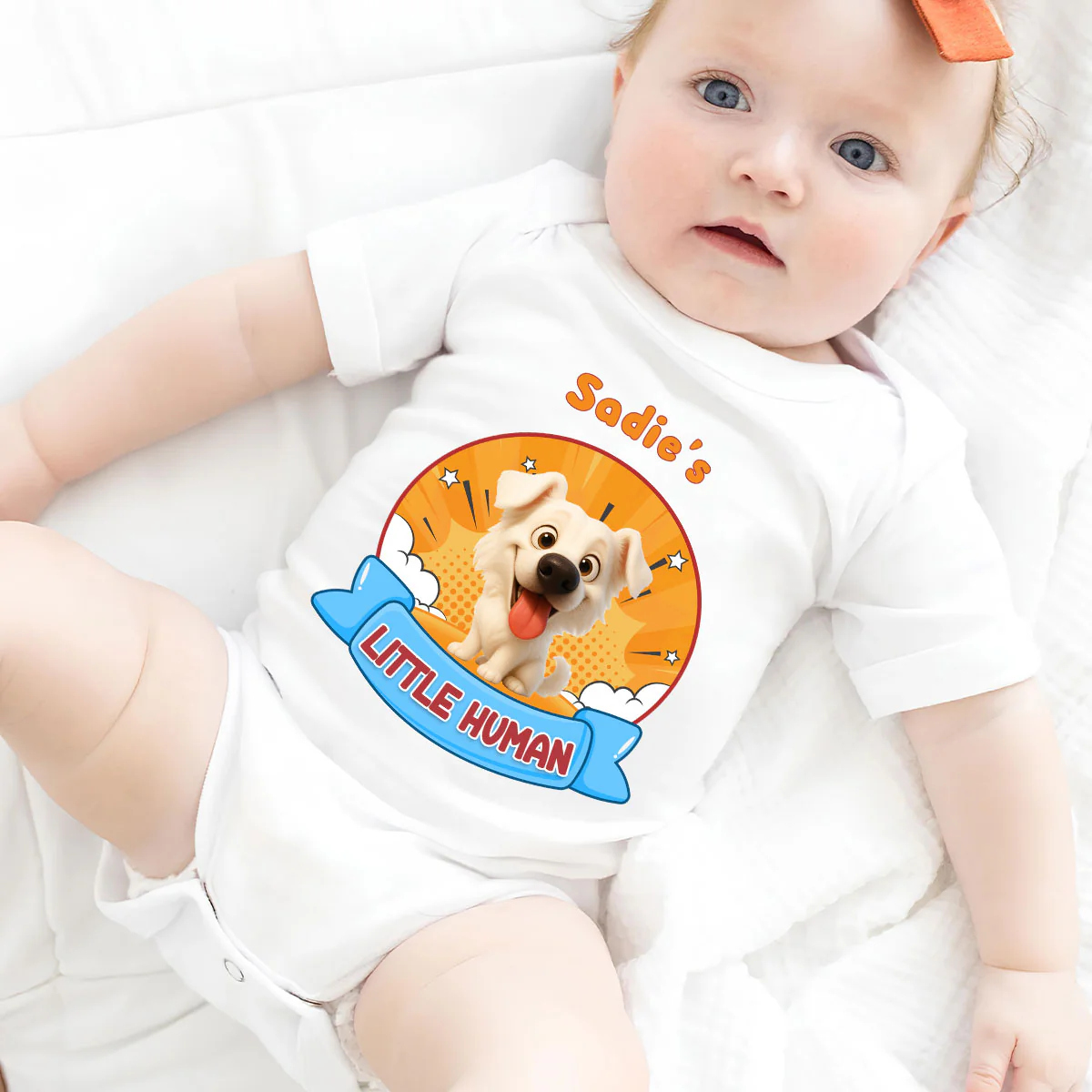 Little Human Of Dogs - Personalized Custom Baby Onesie - Image 4