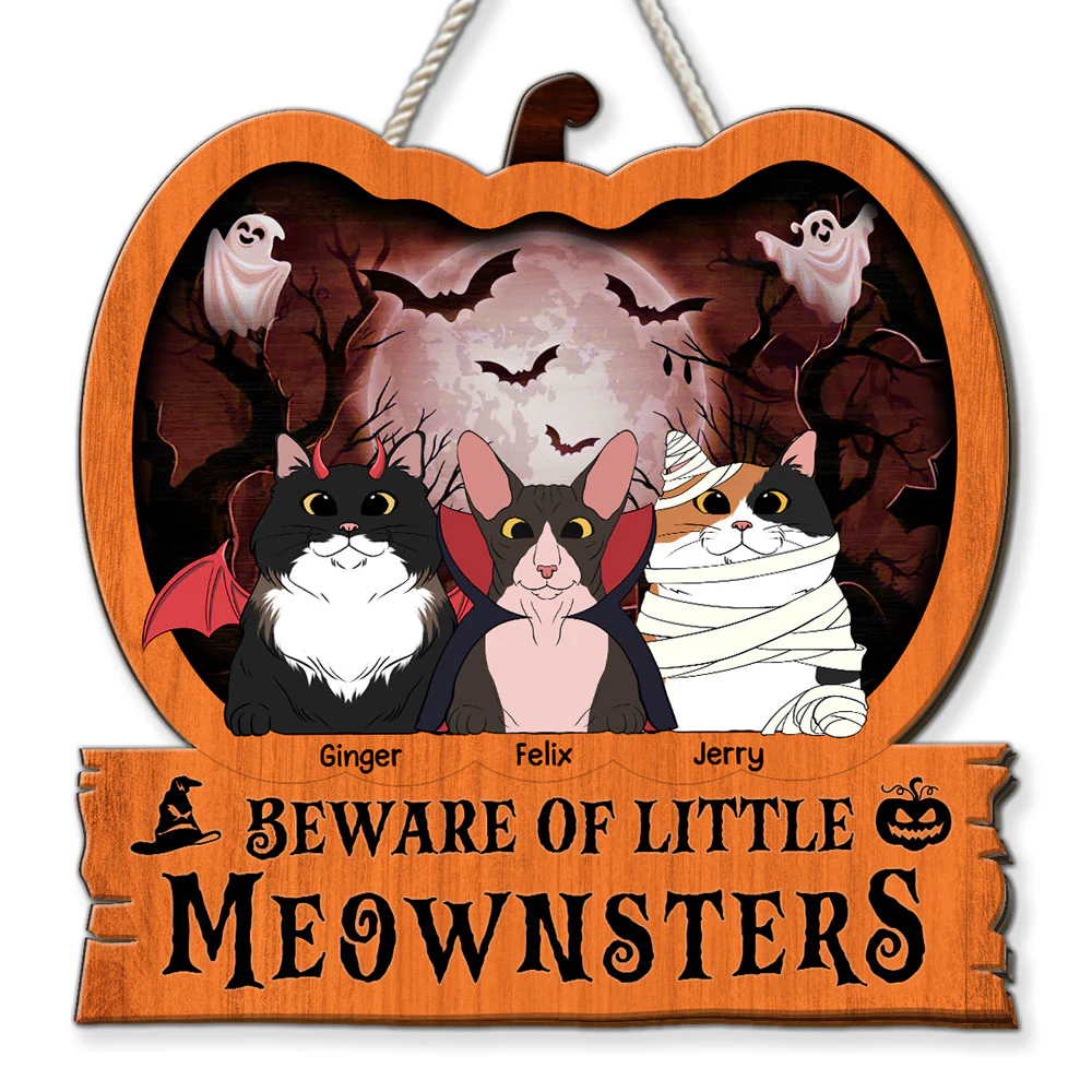 Little Meownsters - Personalized Custom Wood Sign