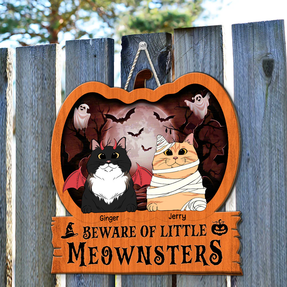 Little Meownsters - Personalized Custom Wood Sign - Image 2