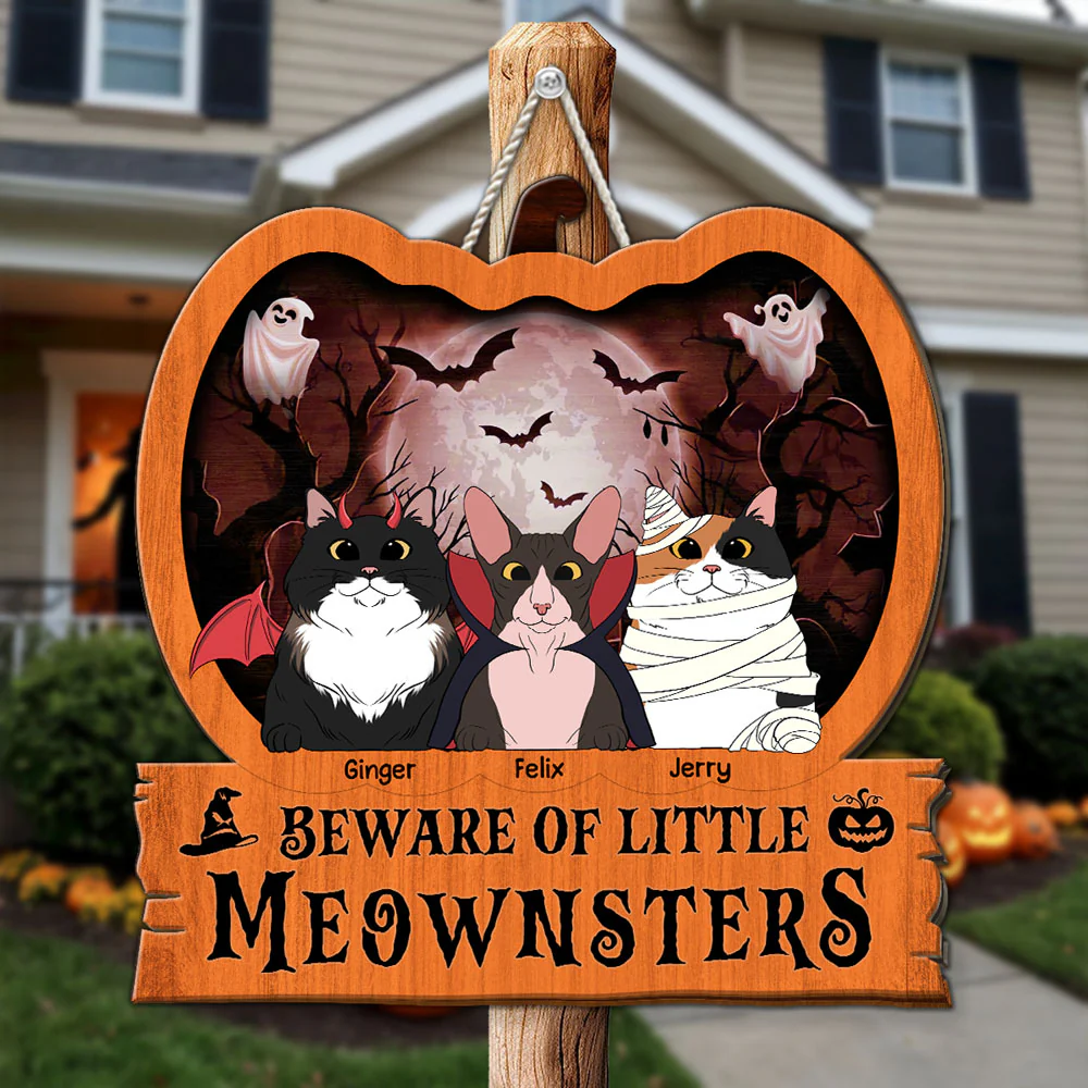 Little Meownsters - Personalized Custom Wood Sign - Image 3