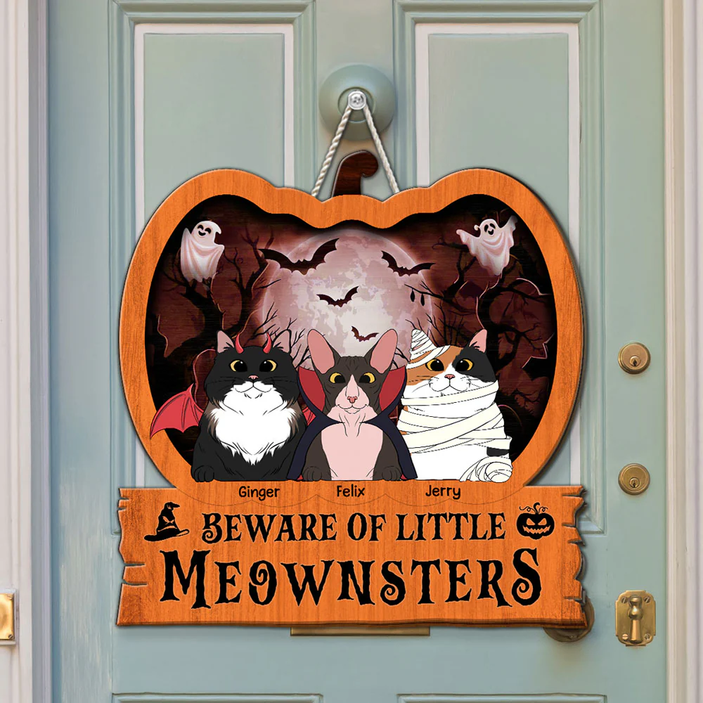 Little Meownsters - Personalized Custom Wood Sign - Image 4