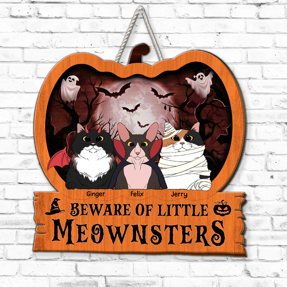 Little Meownsters - Personalized Custom Wood Sign - Image 5