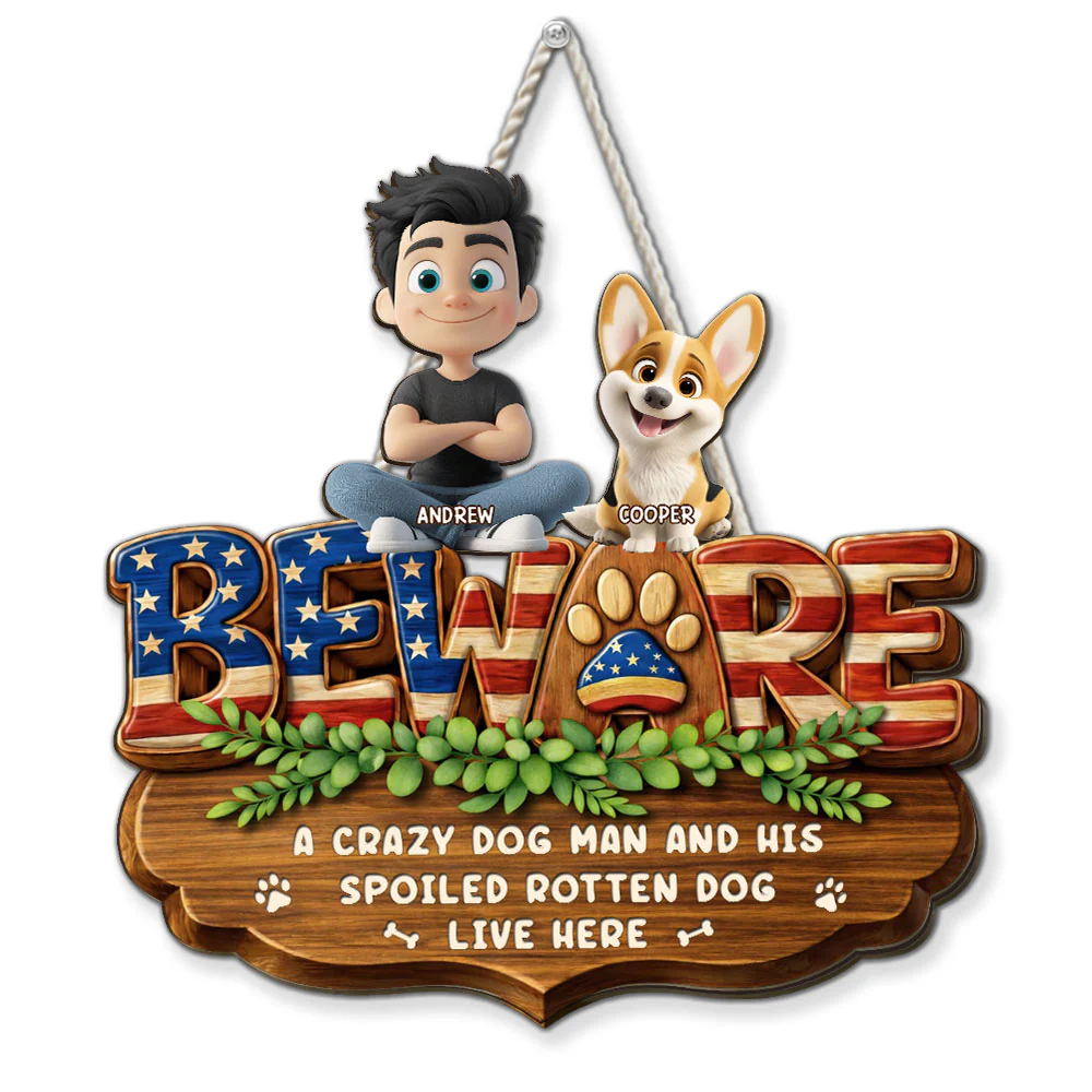 Live Here American Man Version - Personalized Custom 3D Effect Wood Sign