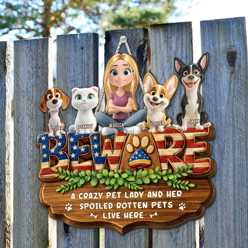 Live Here American Pet Version - Personalized Custom 3D Effect Wood Sign - Image 5