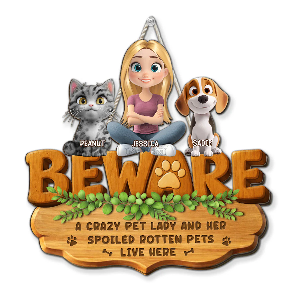 Live Here Pet Version - Personalized Custom 3D Effect Wood Sign