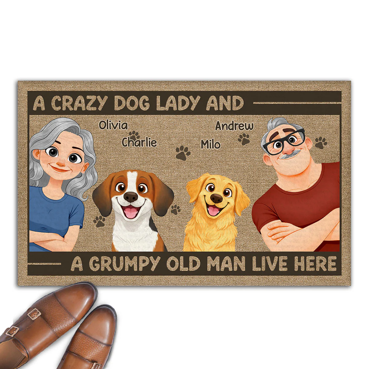 Live Here With Us - Personalized Custom Doormat