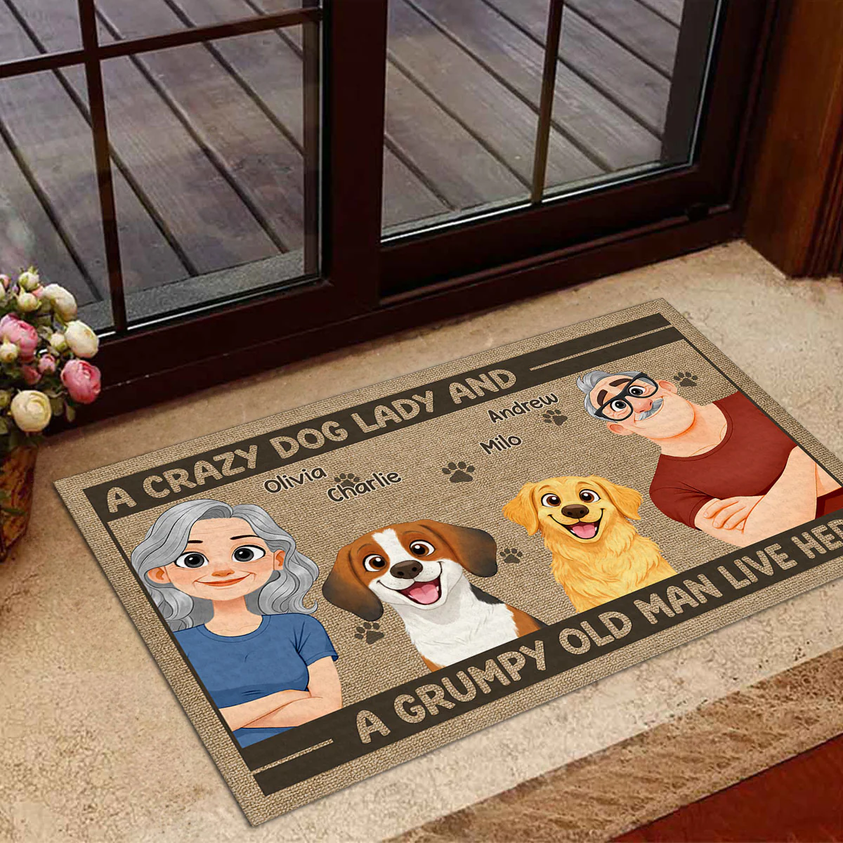 Live Here With Us - Personalized Custom Doormat - Image 4