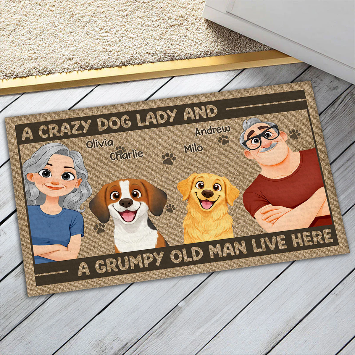 Live Here With Us - Personalized Custom Doormat - Image 5