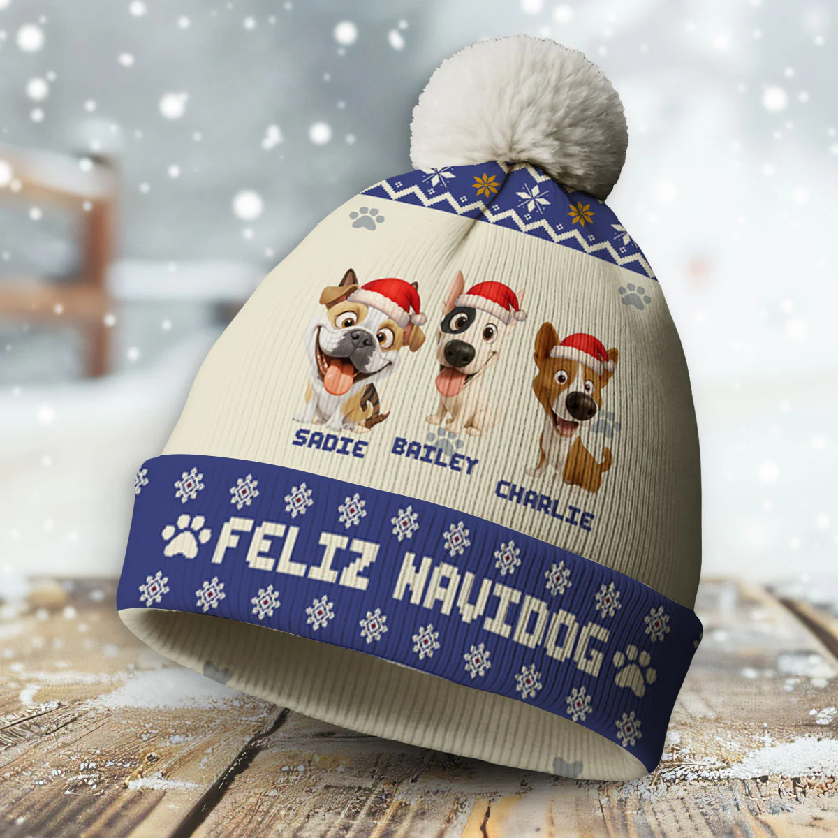 Look At My Dog - Personalized Custom Bobble Beanie Hat - Image 2