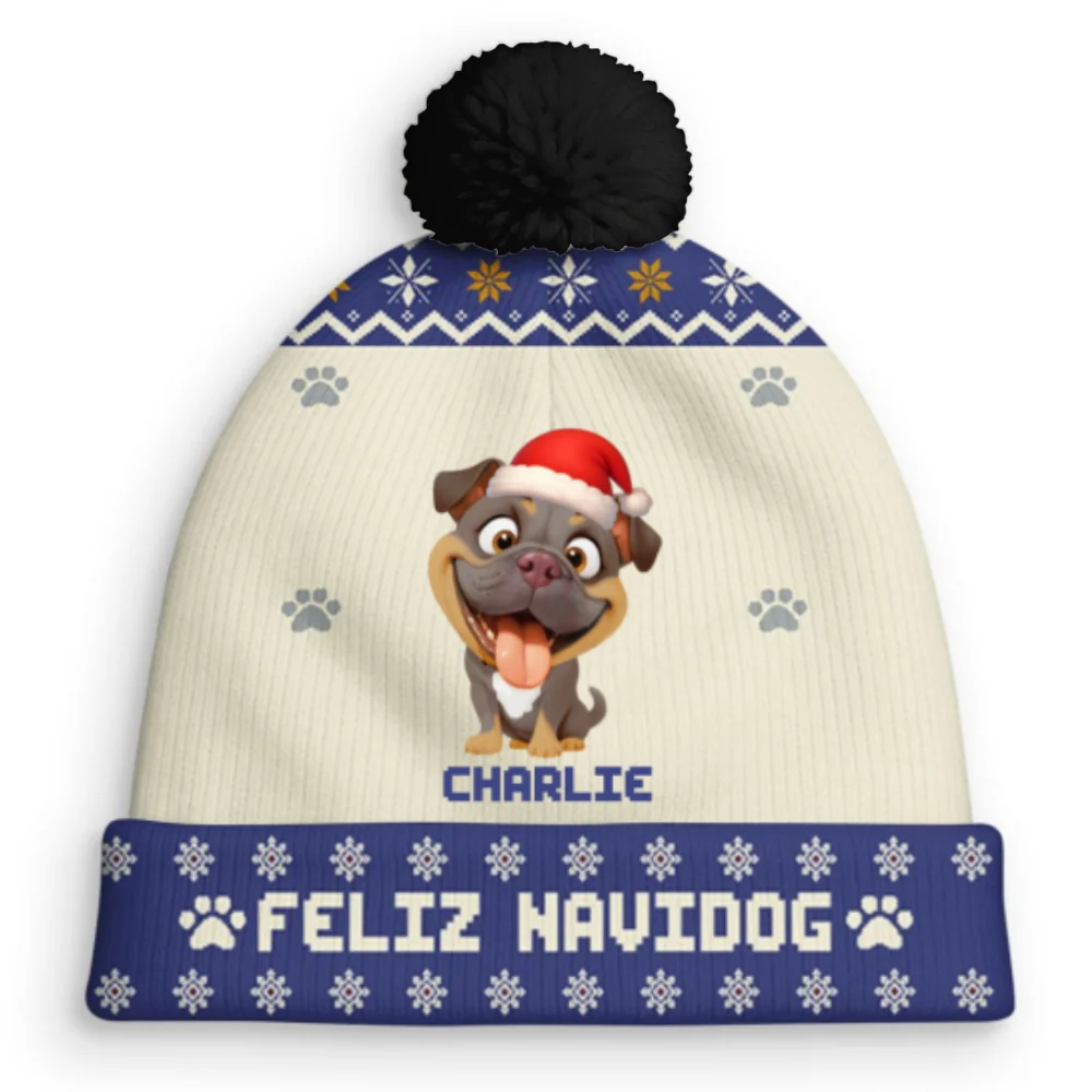 Look At My Dog - Personalized Custom Bobble Beanie Hat - Image 6