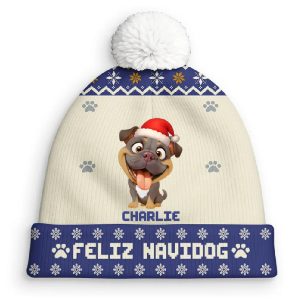 Look At My Dog - Personalized Custom Bobble Beanie Hat - Image 7