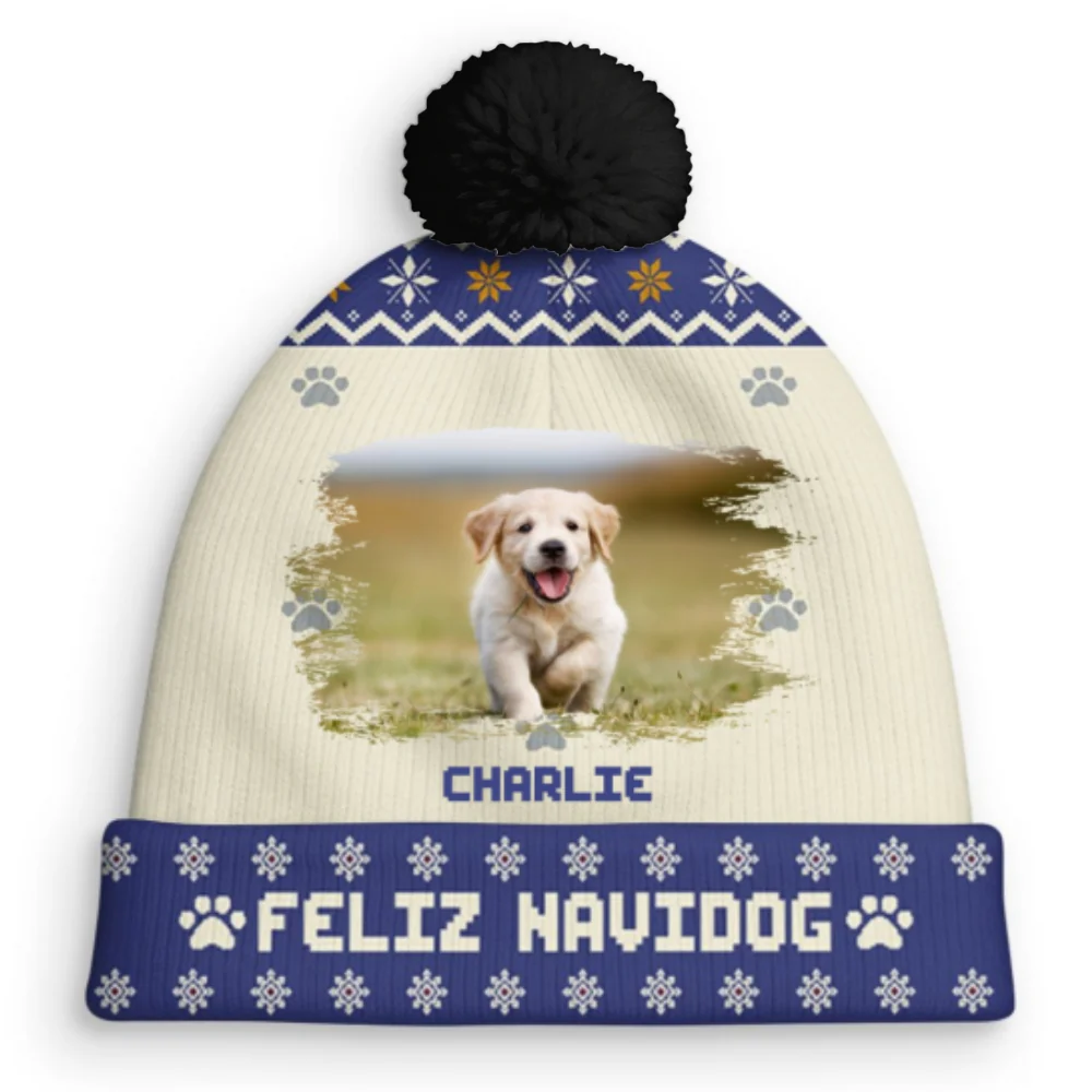 Look At My Dog Photo - Personalized Custom Bobble Beanie Hat - Image 5