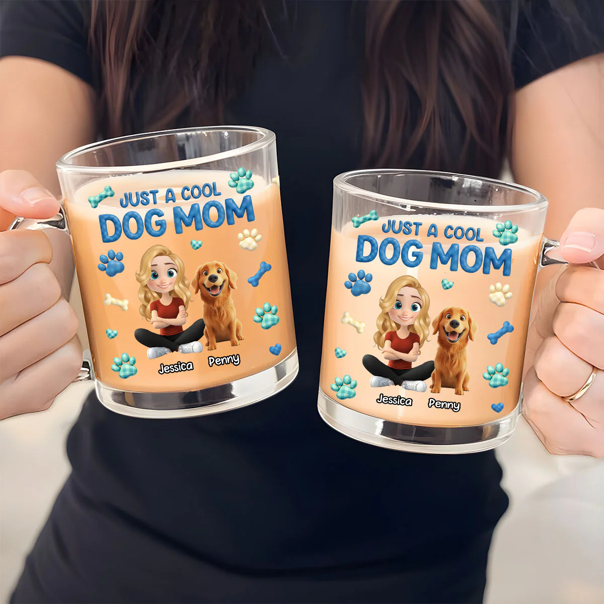 Look At Us - Personalized Custom 3D Effect Glass Mug - Image 4
