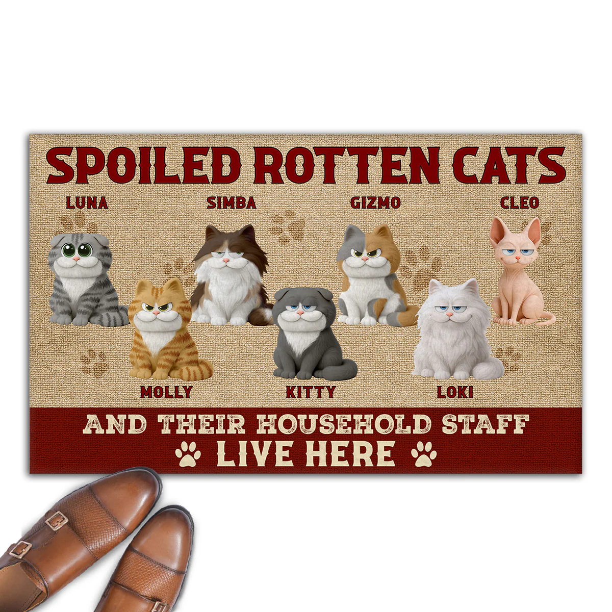 Lots Of Spoiled Cats Live Here - Personalized Custom Doormat