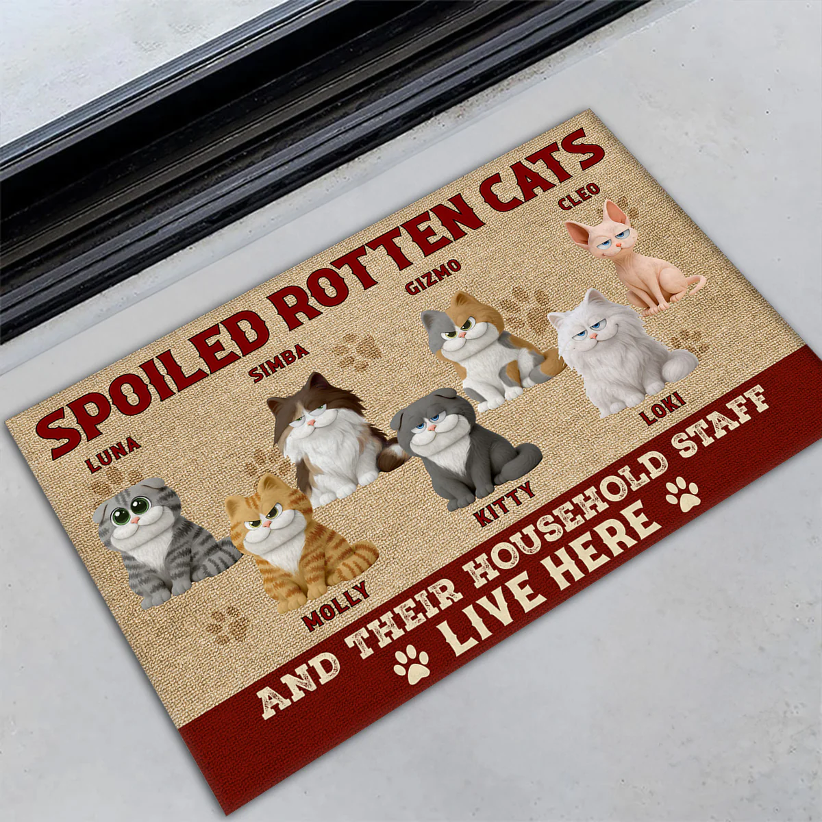 Lots Of Spoiled Cats Live Here - Personalized Custom Doormat - Image 3