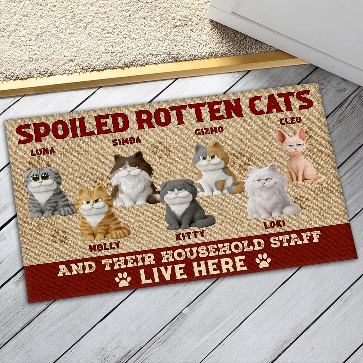 Lots Of Spoiled Cats Live Here - Personalized Custom Doormat - Image 5