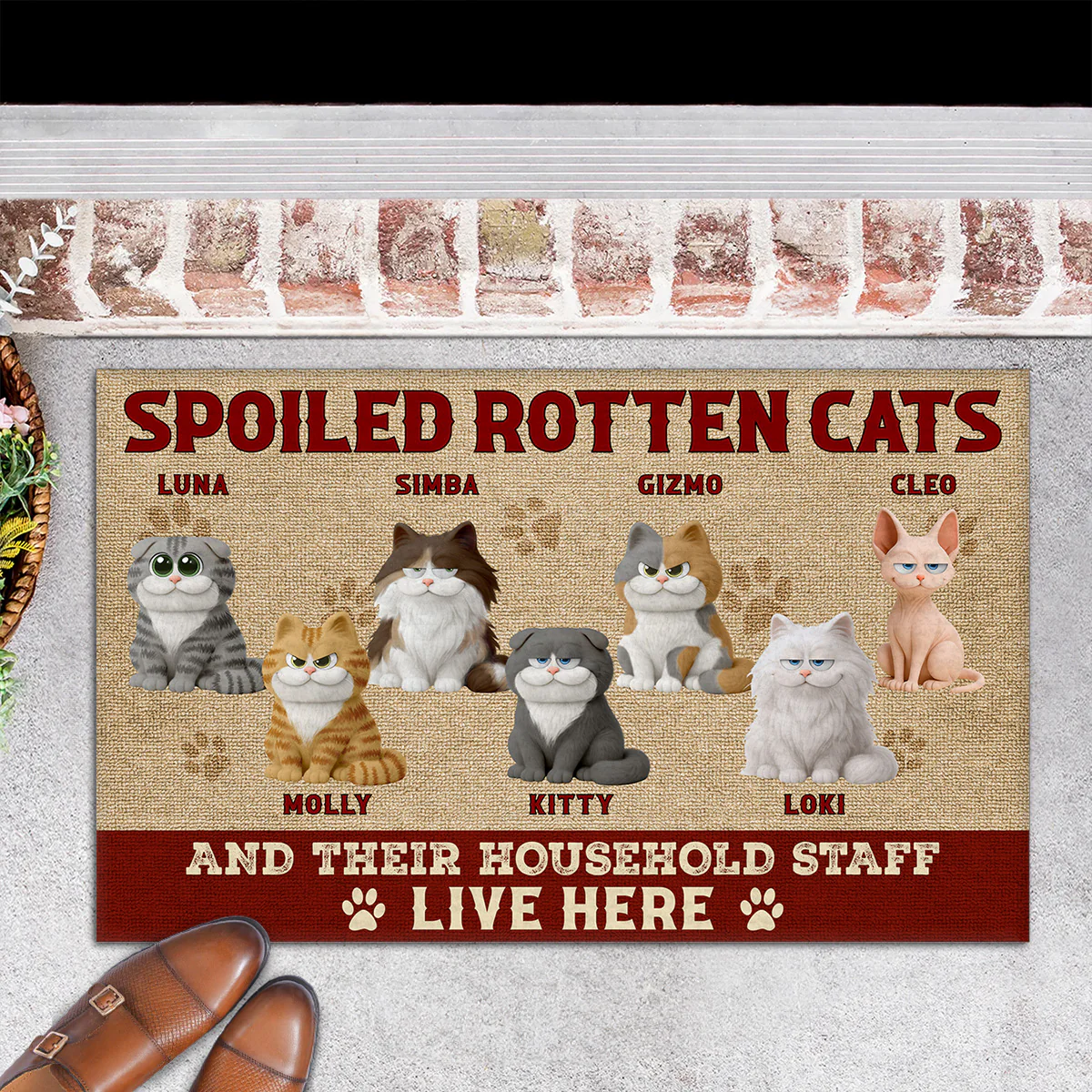 Lots Of Spoiled Cats Live Here - Personalized Custom Doormat - Image 6