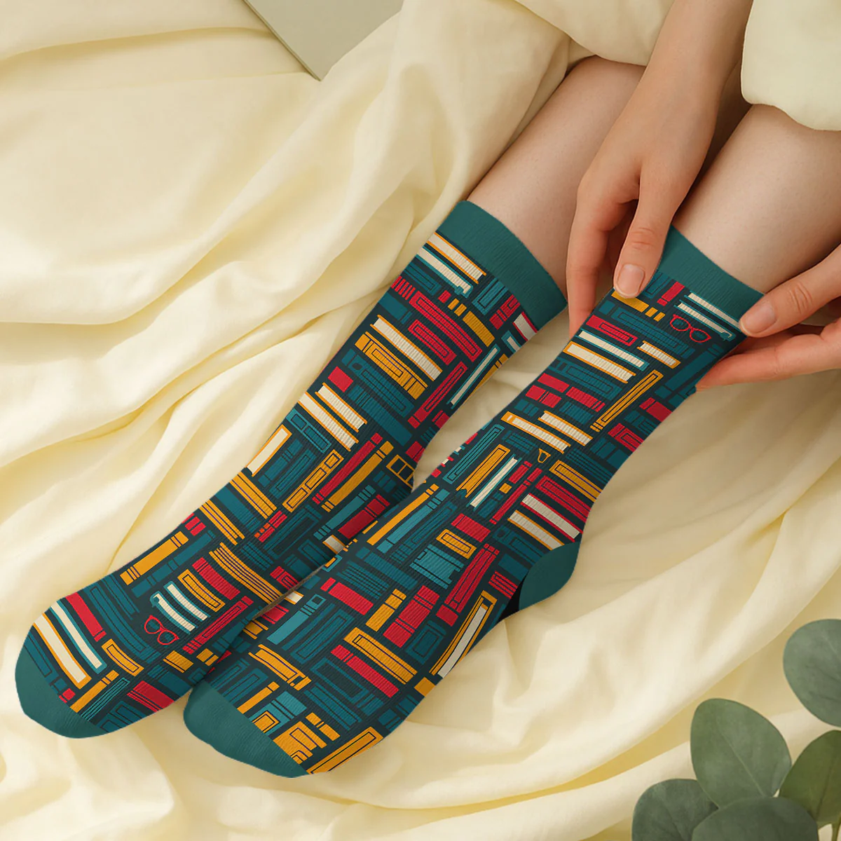 Love Books And Dog - Personalized Custom Crew Socks - Image 2