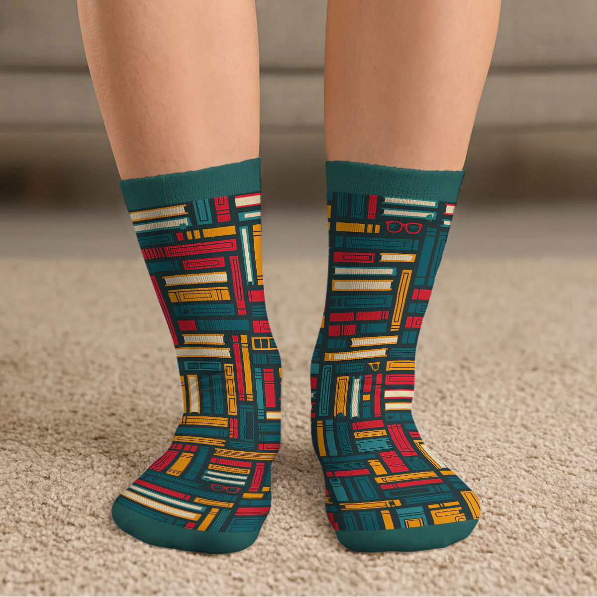 Love Books And Dog - Personalized Custom Crew Socks - Image 5
