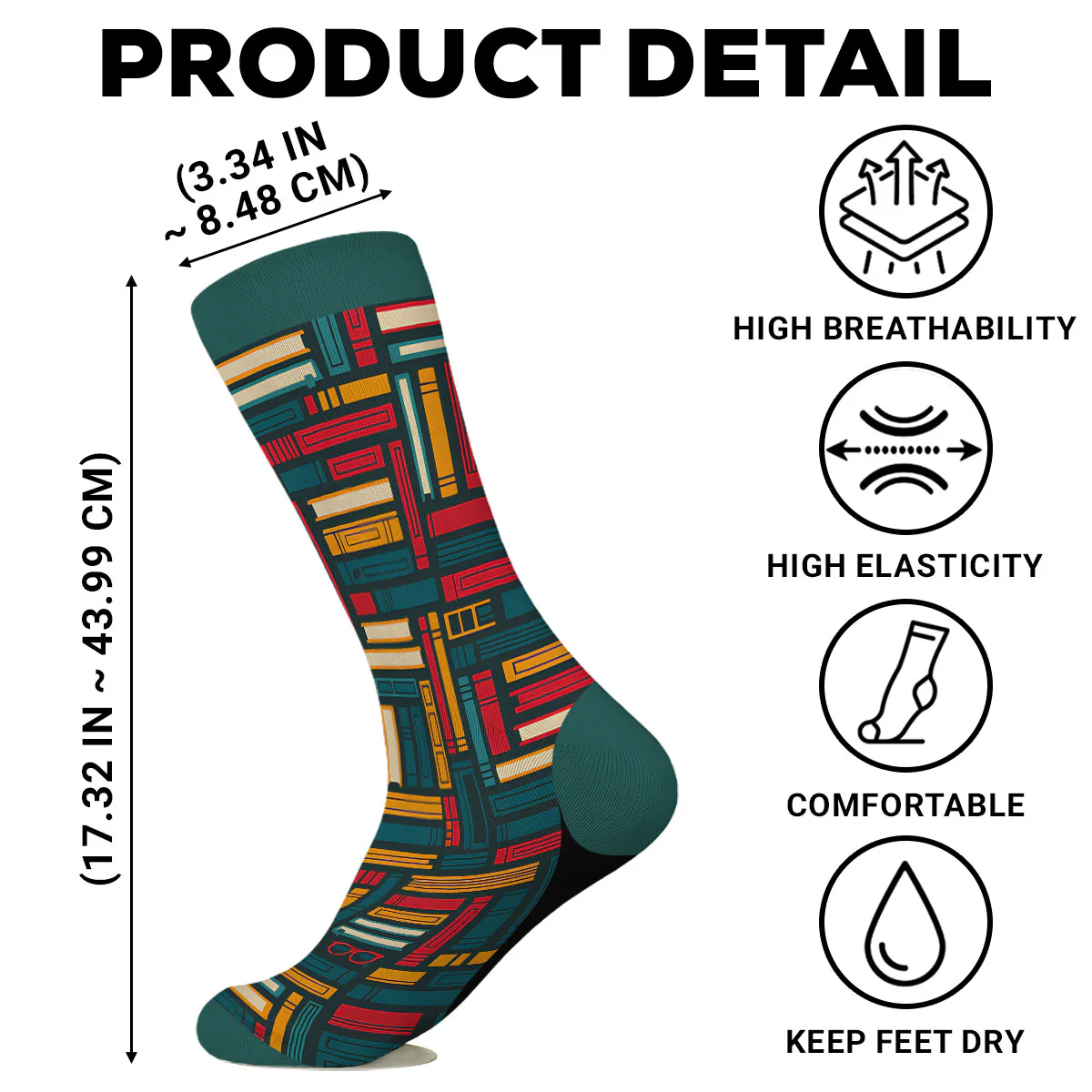 Love Books And Dog - Personalized Custom Crew Socks - Image 8