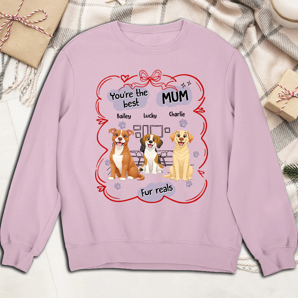 Love Dog Mom For Reals - Personalized Custom Sweatshirt - Image 2