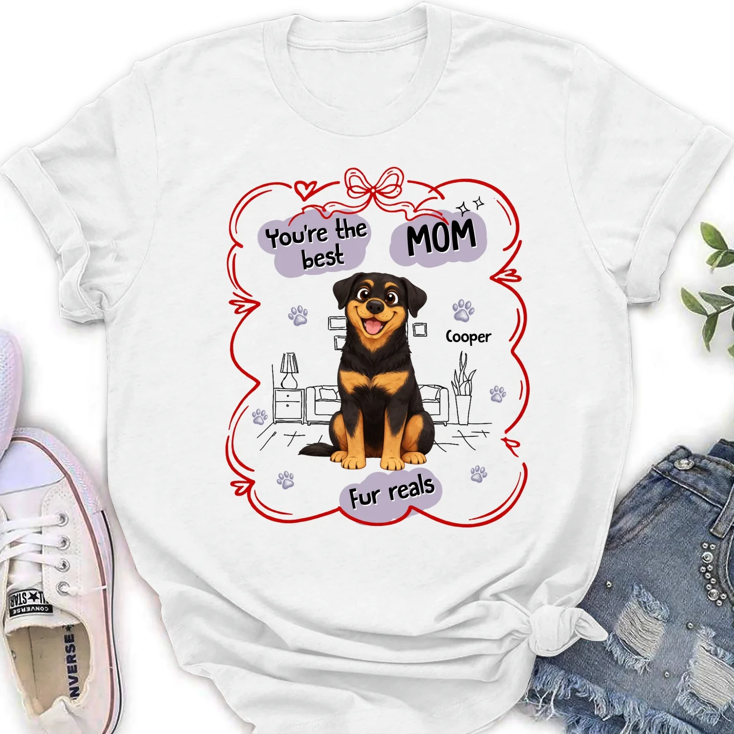 Love Dog Mom For Reals - Personalized Custom Women's T-Shirt - Image 4