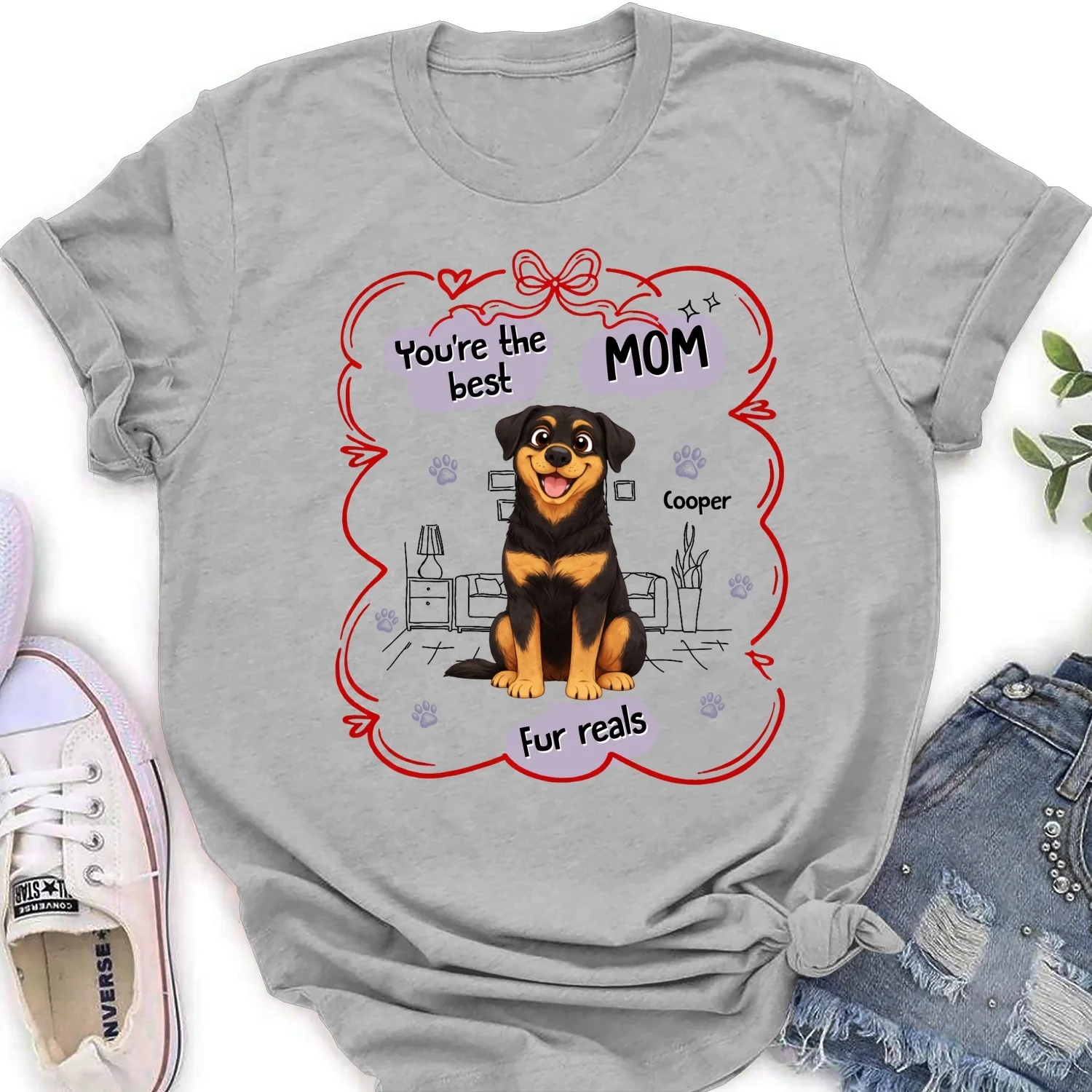Love Dog Mom For Reals - Personalized Custom Women's T-Shirt - Image 5