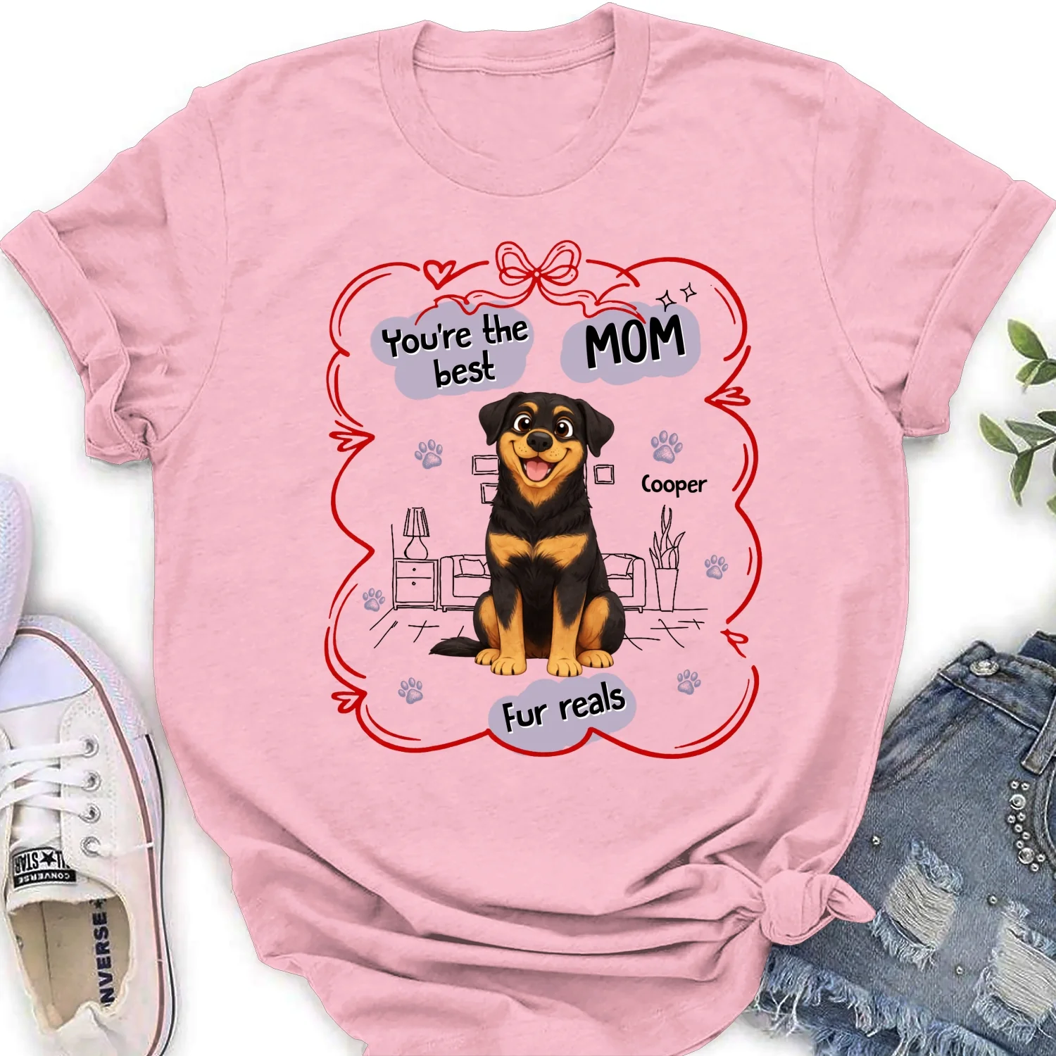 Love Dog Mom For Reals - Personalized Custom Women's T-Shirt - Image 6