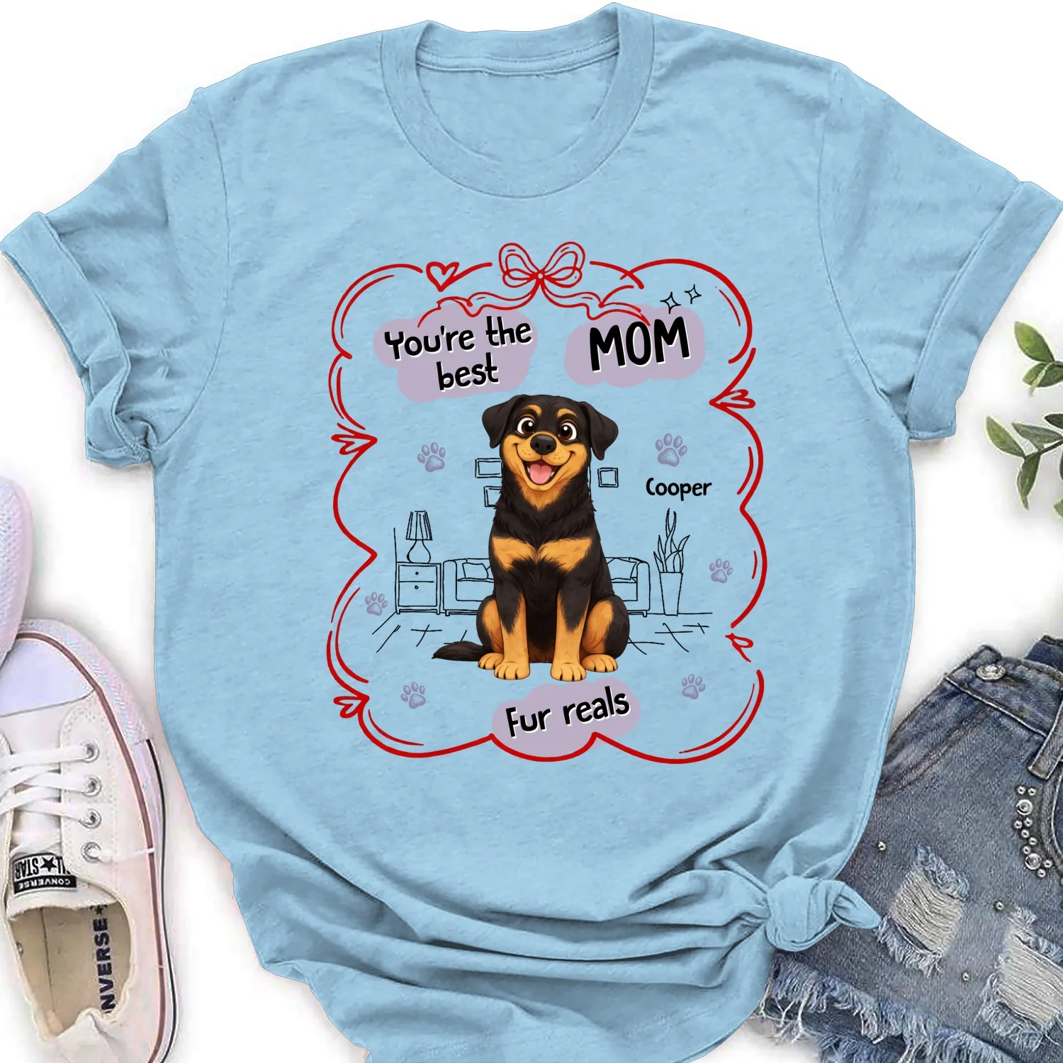 Love Dog Mom For Reals - Personalized Custom Women's T-Shirt - Image 7