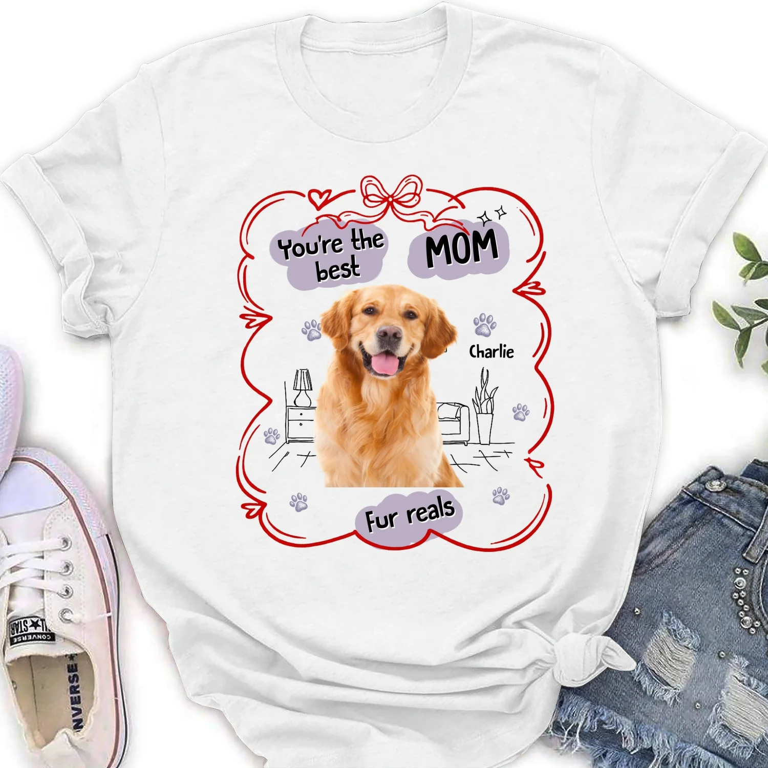 Love Dog Mom For Reals Photo - Personalized Custom Women's T-Shirt - Image 4