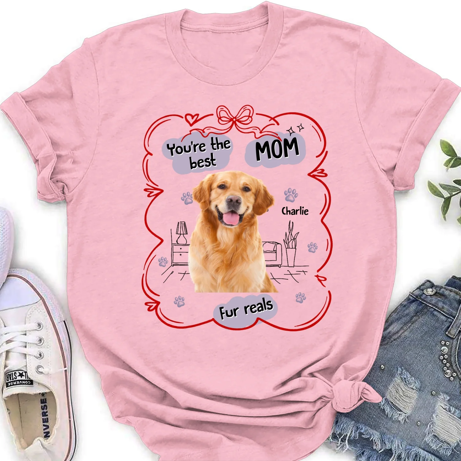 Love Dog Mom For Reals Photo - Personalized Custom Women's T-Shirt - Image 6
