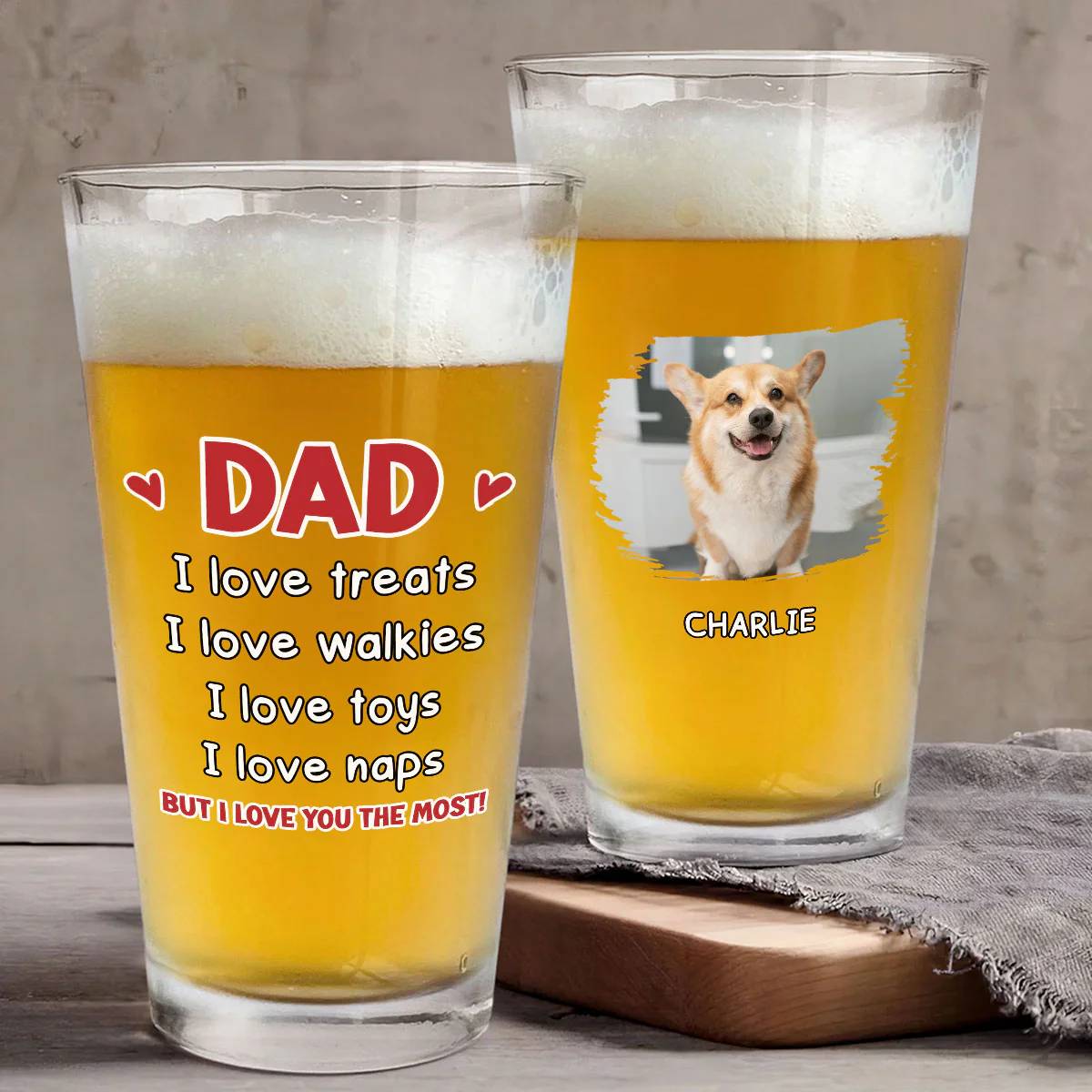 Love Everything Of You Photo - Personalized Custom Beer Glass - Image 2
