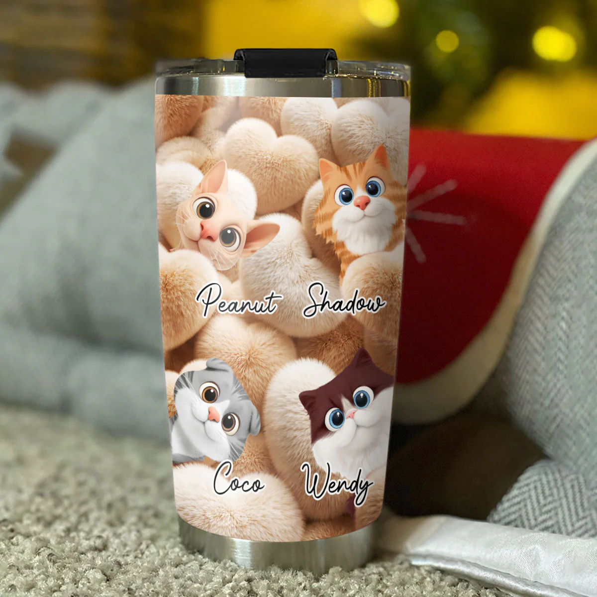 Love My Cats - Personalized Custom 3D Effect Tumbler - Image 3