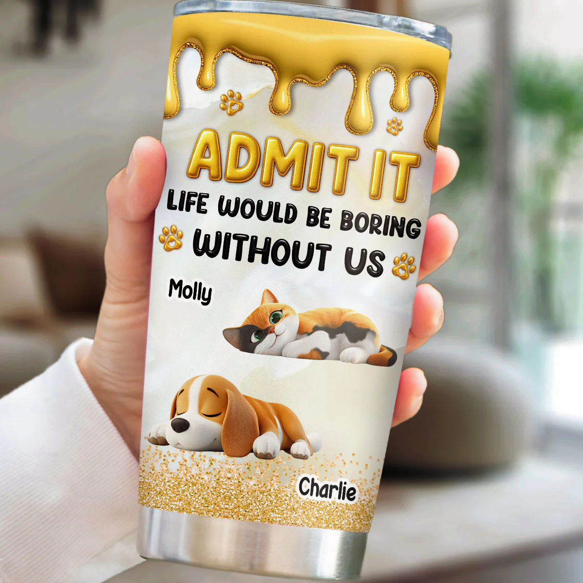 Love You Longer Pet Version - Personalized Custom 3D Effect Tumbler - Image 4