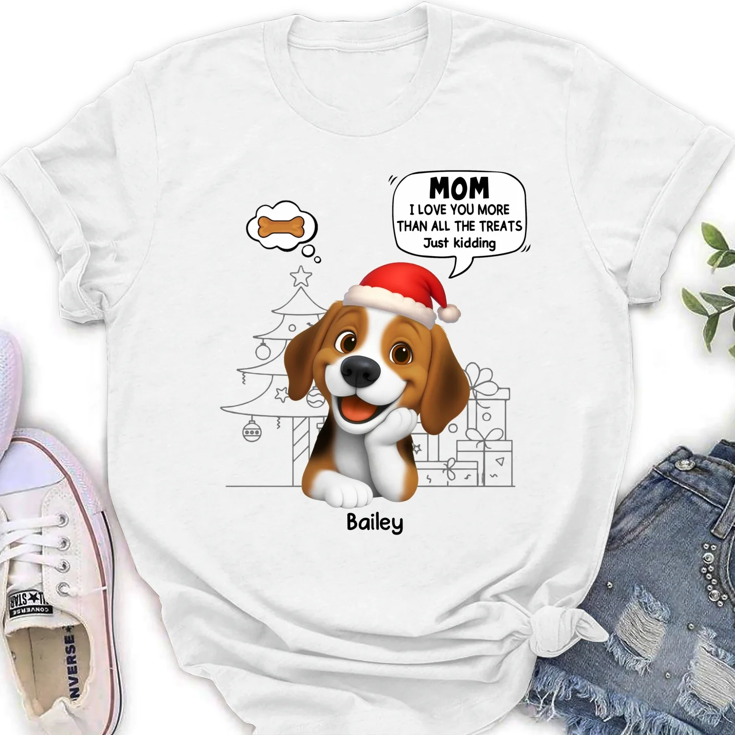 Love You More Than Treats - Personalized Custom Women's T-shirt - Image 4