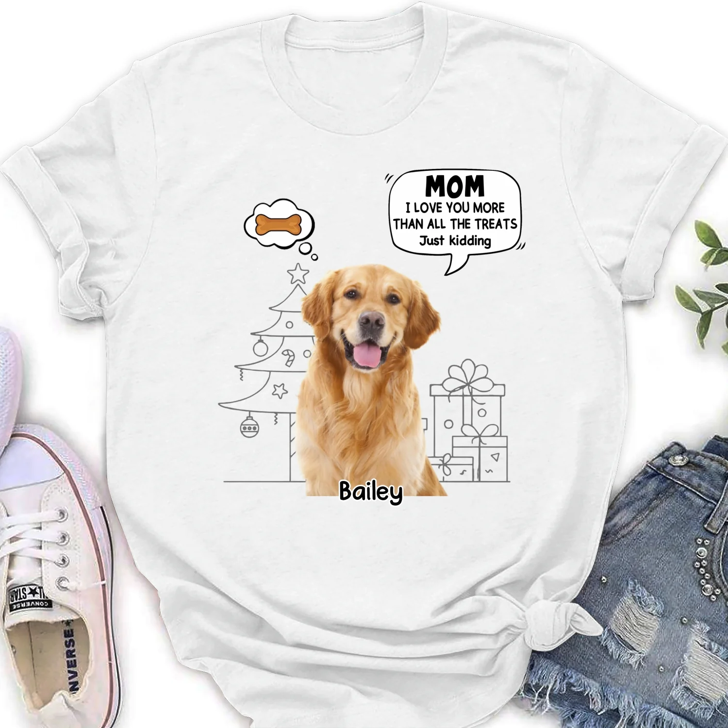 Love You More Than Treats Photo - Personalized Custom Women's T-shirt - Image 3