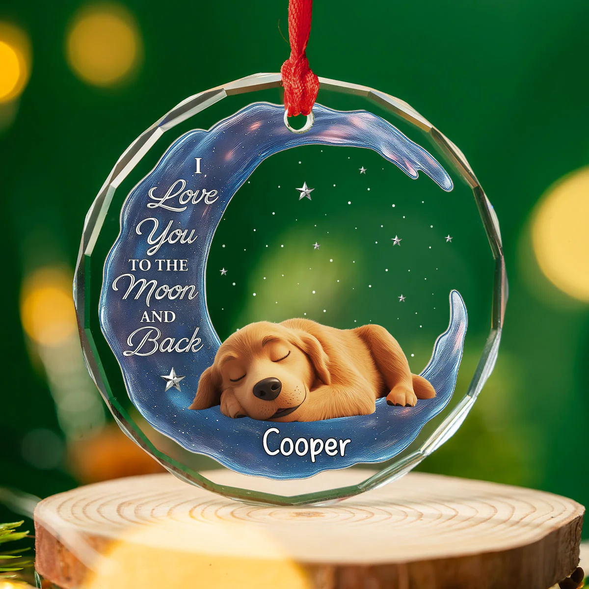 Love You To The Moon - Personalized Custom Glass Ornament - Image 2