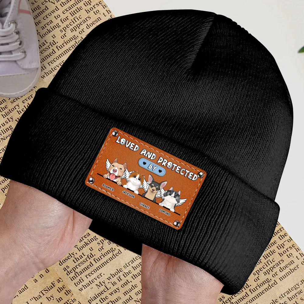 Loved And Protected By Dog - Personalized Custom Beanie - Image 4