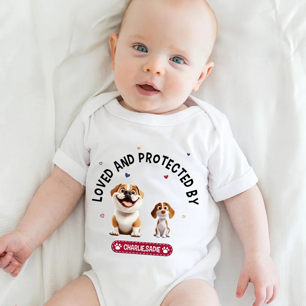 Loved And Protected By - Personalized Custom Baby Onesie - Image 4