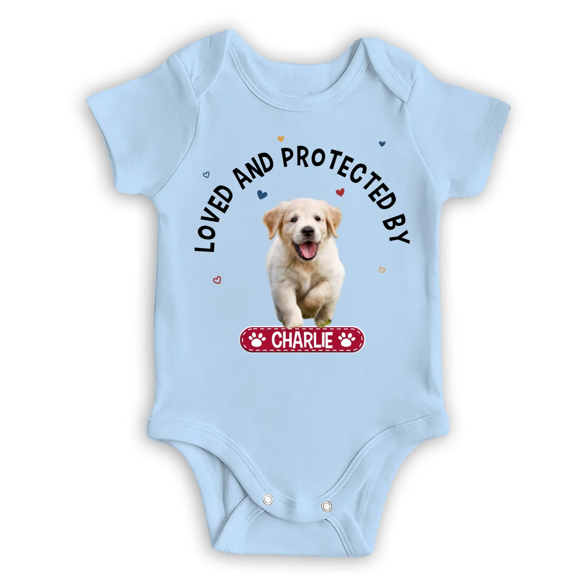 Loved And Protected By Photo - Personalized Custom Baby Onesie - Image 4