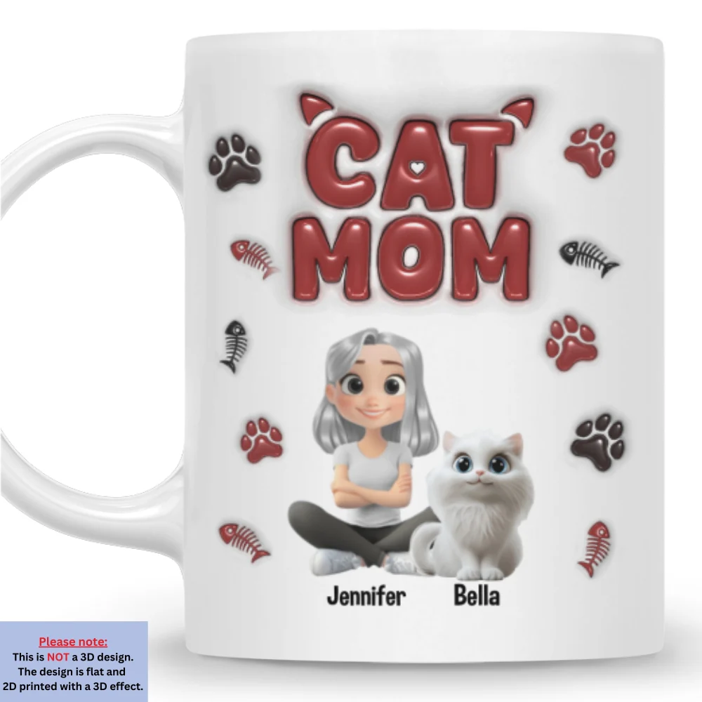 Lovely Cat Mama - Personalized Custom 3D Inflated Effect Mug - Image 3