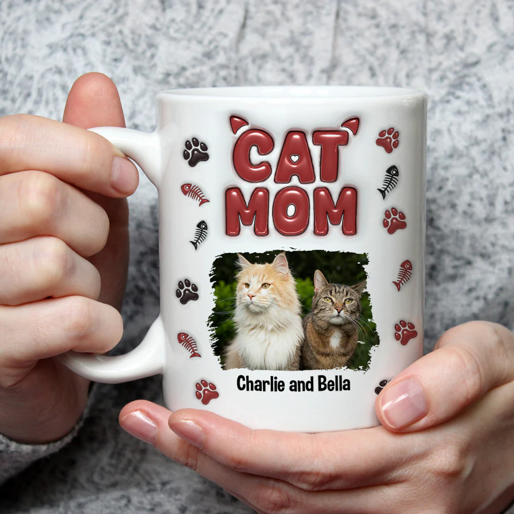 Lovely Cat Mama Photo - Personalized Custom 3D Inflated Effect Mug - Image 2