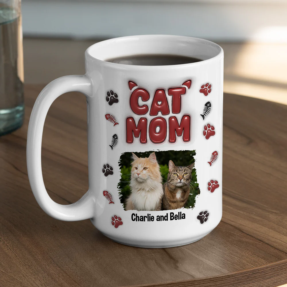 Lovely Cat Mama Photo - Personalized Custom 3D Inflated Effect Mug - Image 4