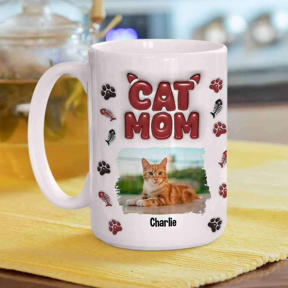 Lovely Cat Mama Photo - Personalized Custom 3D Inflated Effect Mug - Image 5