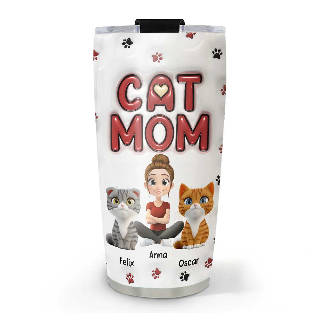 Lovely Cat Mom New Style - Personalized Custom 3D Inflated Effect Tumbler