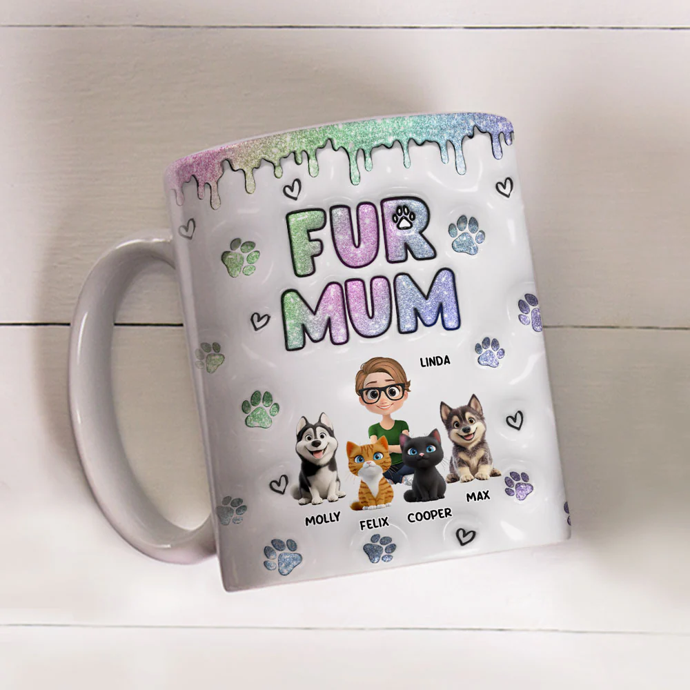 Lovely Chibi Fur Mom - Personalized Custom 3D Inflated Effect Mug - Image 3