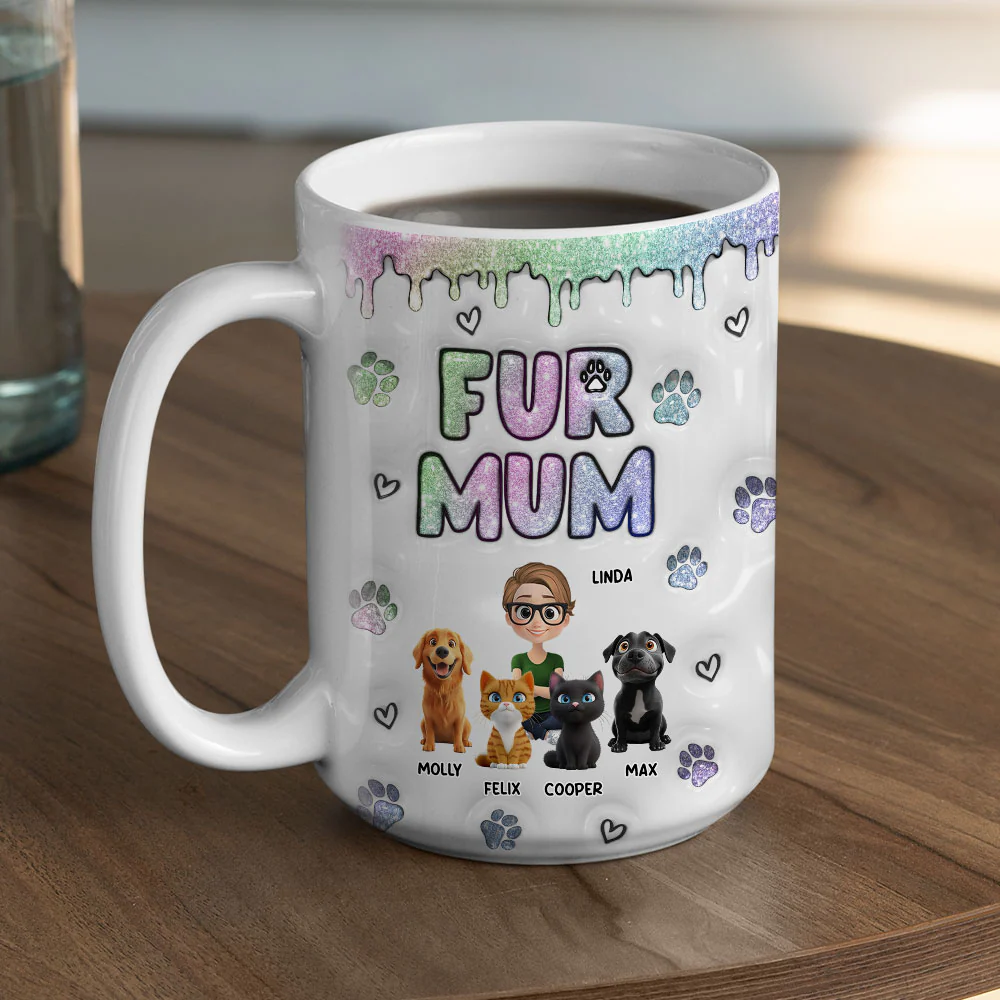 Lovely Chibi Fur Mom - Personalized Custom 3D Inflated Effect Mug - Image 4