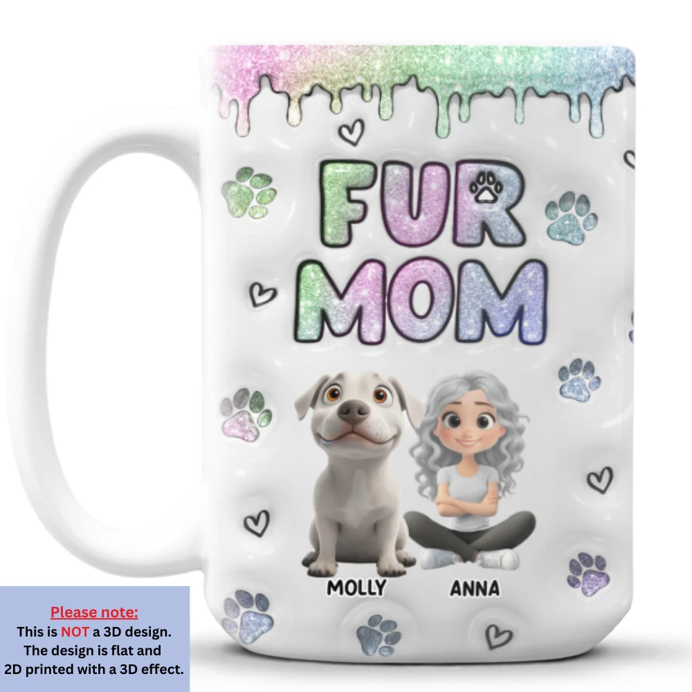 Lovely Chibi Fur Mom - Personalized Custom 3D Inflated Effect Mug - Image 8